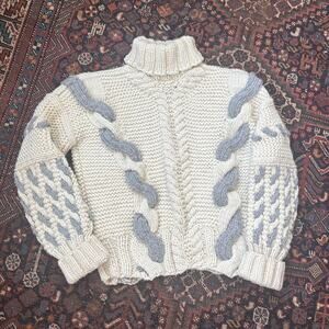 Knotty Ones Barbora White Handmade Wool Turtleneck